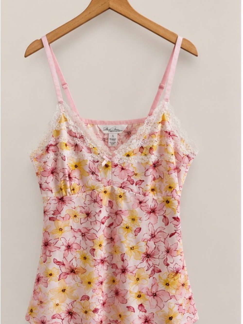 Marilyn Monroe Floral Lace Trim Cami | Pink Yellow | Size Large